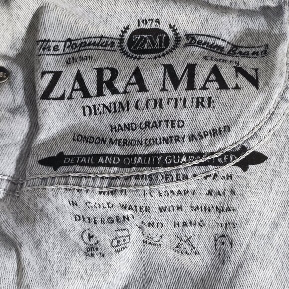 Zara Man Denim man's size 33X27 medium washed grey colour straight leg jeans - Picture 7 of 13